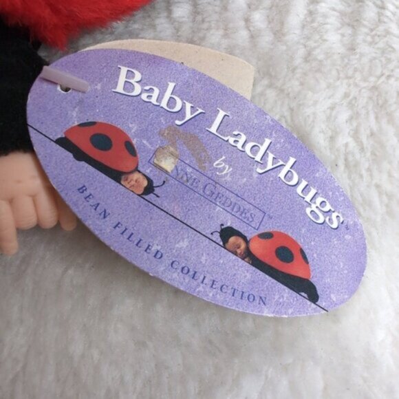NWT 1997 Anne Geddes 9" mini Sleeping Baby Ladybug Plush Bean Doll - Picture 2 of 7